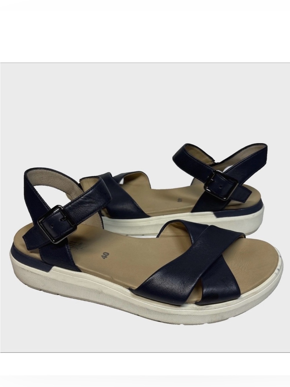 Ara High Soft Womens Size 40 US 9 Sandals Santiago deep navy blue